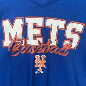NY Mets Blue V Neck T-Shirt: LIKE NEW